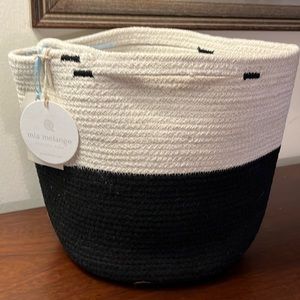 HANDCRAFTED MIA ME’LANGE FOLDABLE COTTON BASKET WITH BUILT IN HANDLES